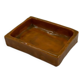 Vintage ceramic pocket tray in amber glaze