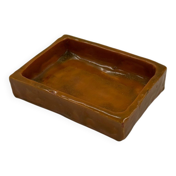 Vide-poche vintage en céramique émaillée ambrée