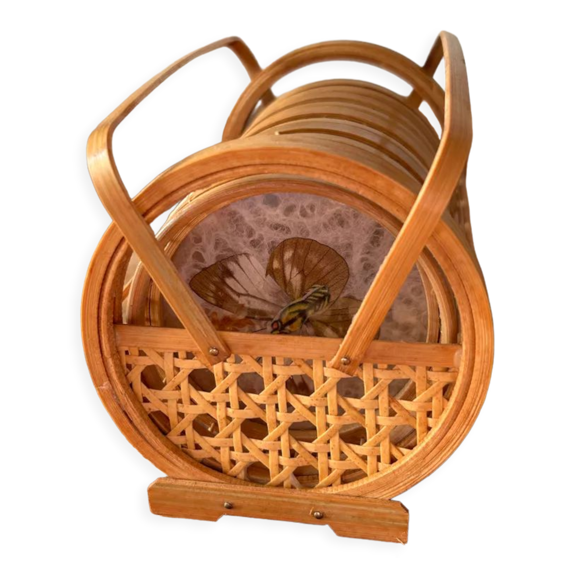 Set of 6 under glass butterfly