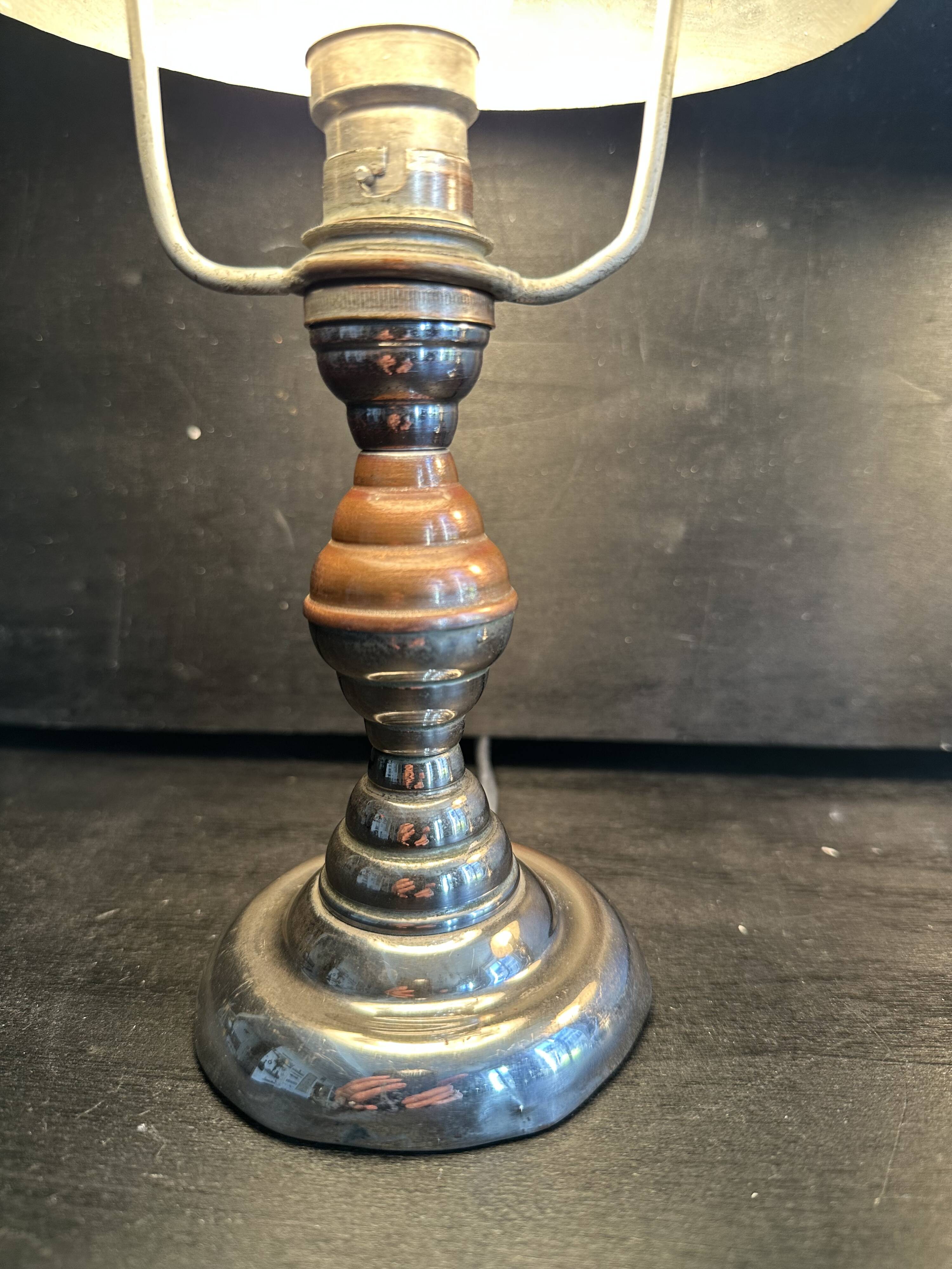 Pair of Art Deco ELAU mushroom lamps with adjustable nickel-plated metal.