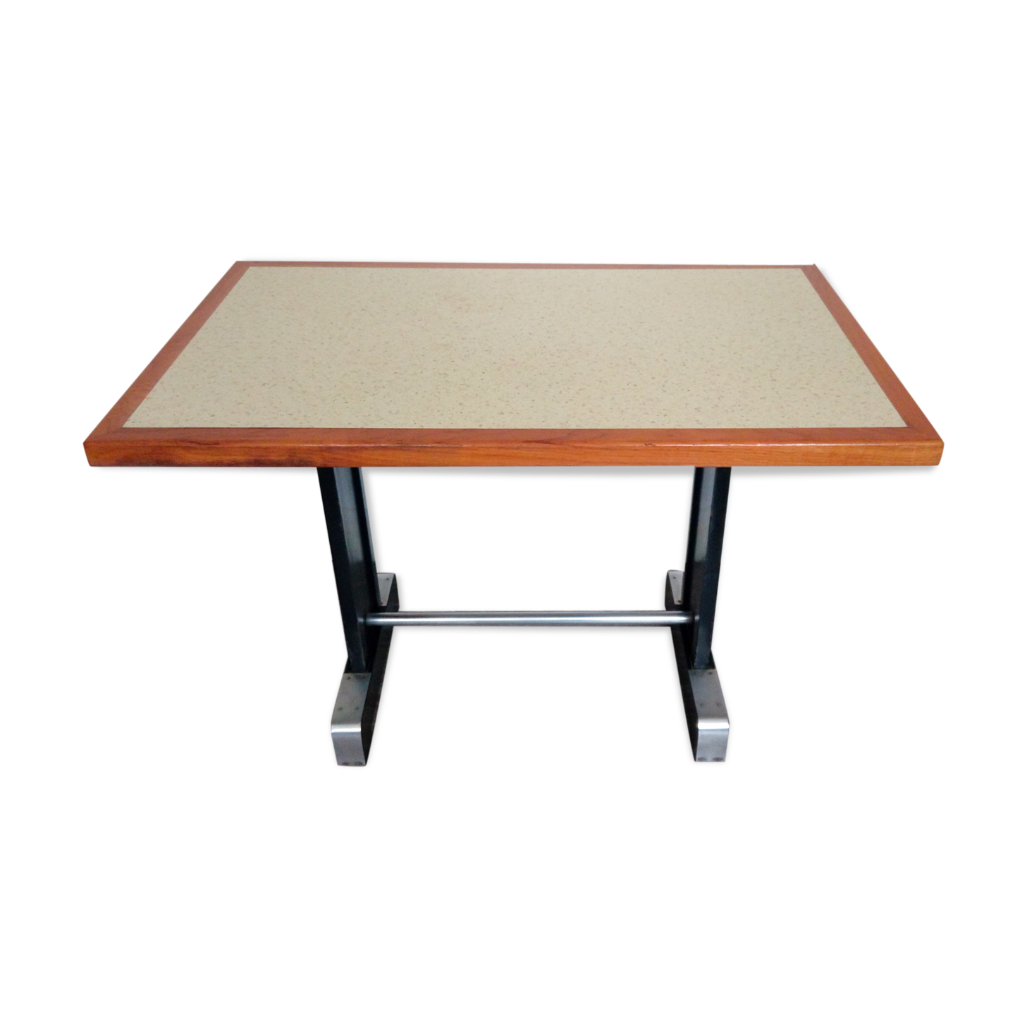 Old bistro table - vintage - 4 places - bar foot rest