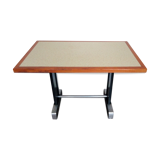 Ancienne table de bistrot vintage - 4 places - barre repose pieds