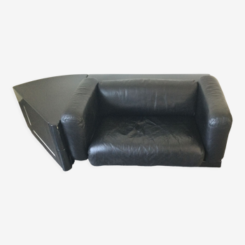Canapé gradual lounge cuir noir Cini Boeri - knoll/gavina