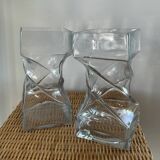 Pair of vintage twisted glass vases