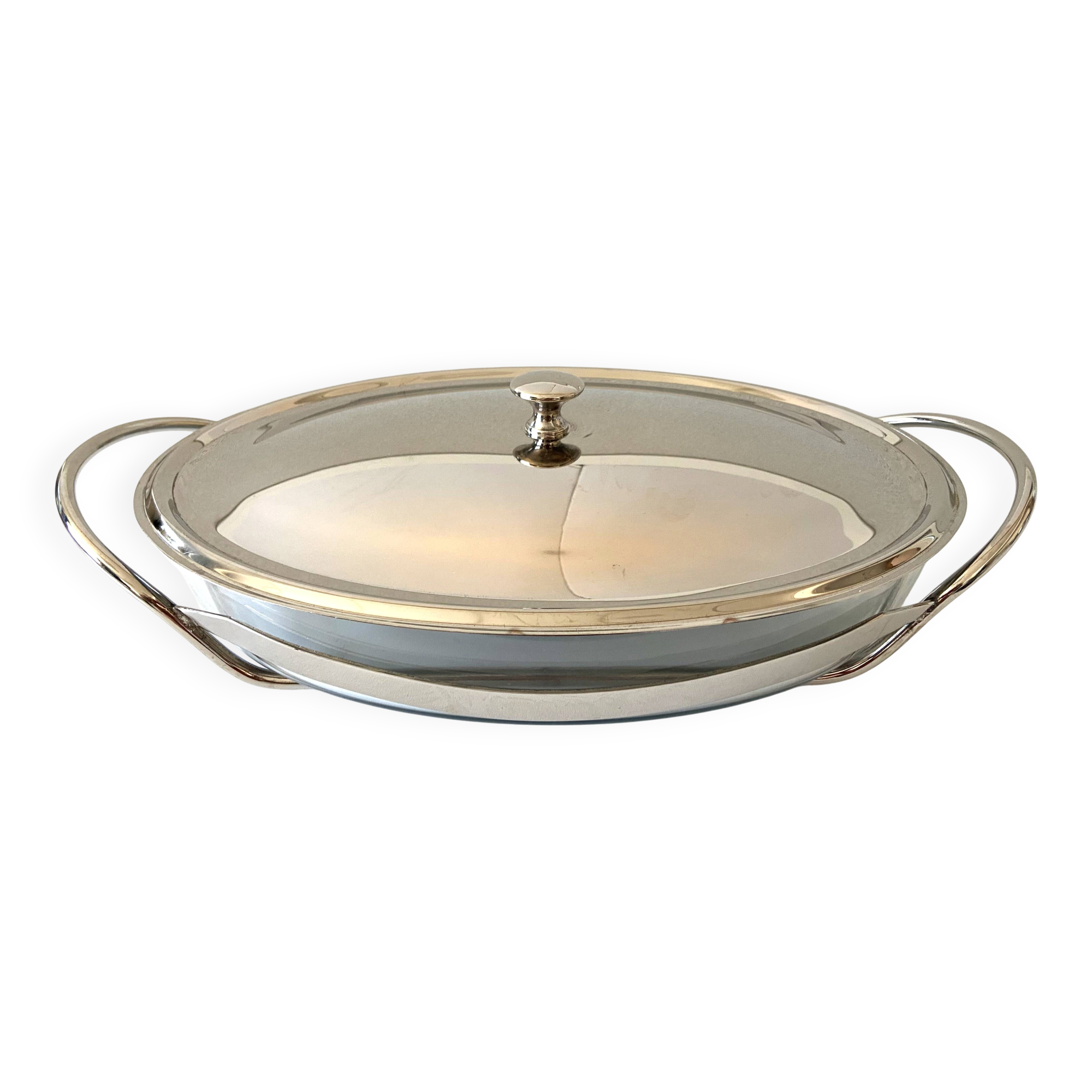 Elegant Table Art Marinex Serving Dish Made in Brazil Silver Metal