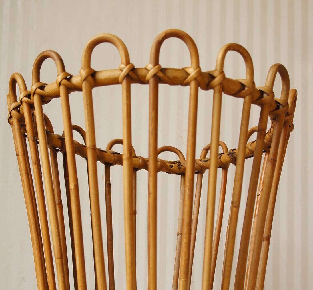 Tripod rattan worker/plant holder 1960