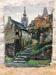 Oil on cardboard signed - View of a village