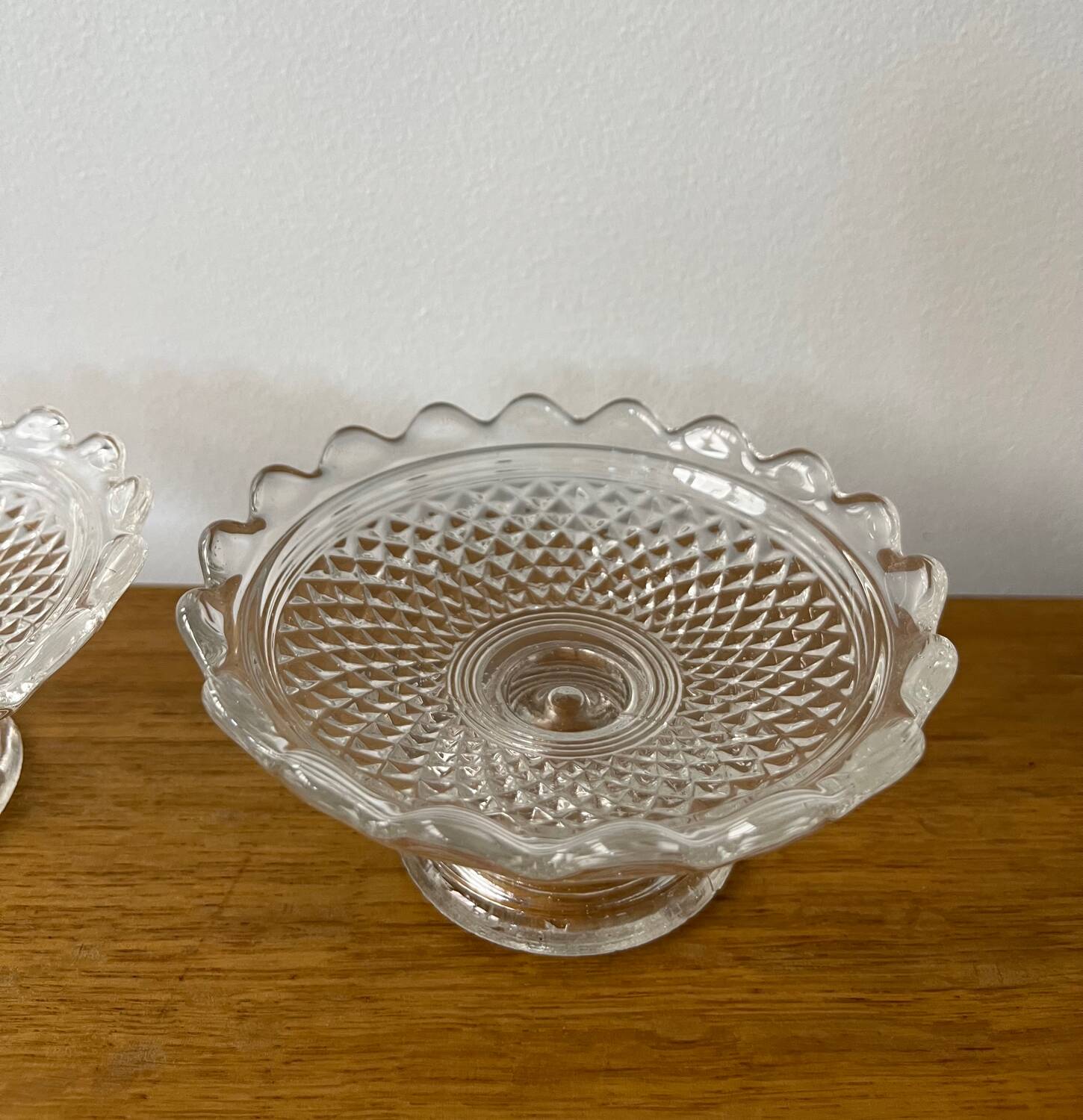 Duo min compotiers XIXeme verre pressé
