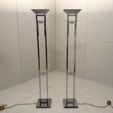 Arte Lumen floor lamps chrome & brass 1970’s, set of 2