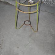 Vintage green circular iron jardinière from Hungary, 1940s, with a tripod base.