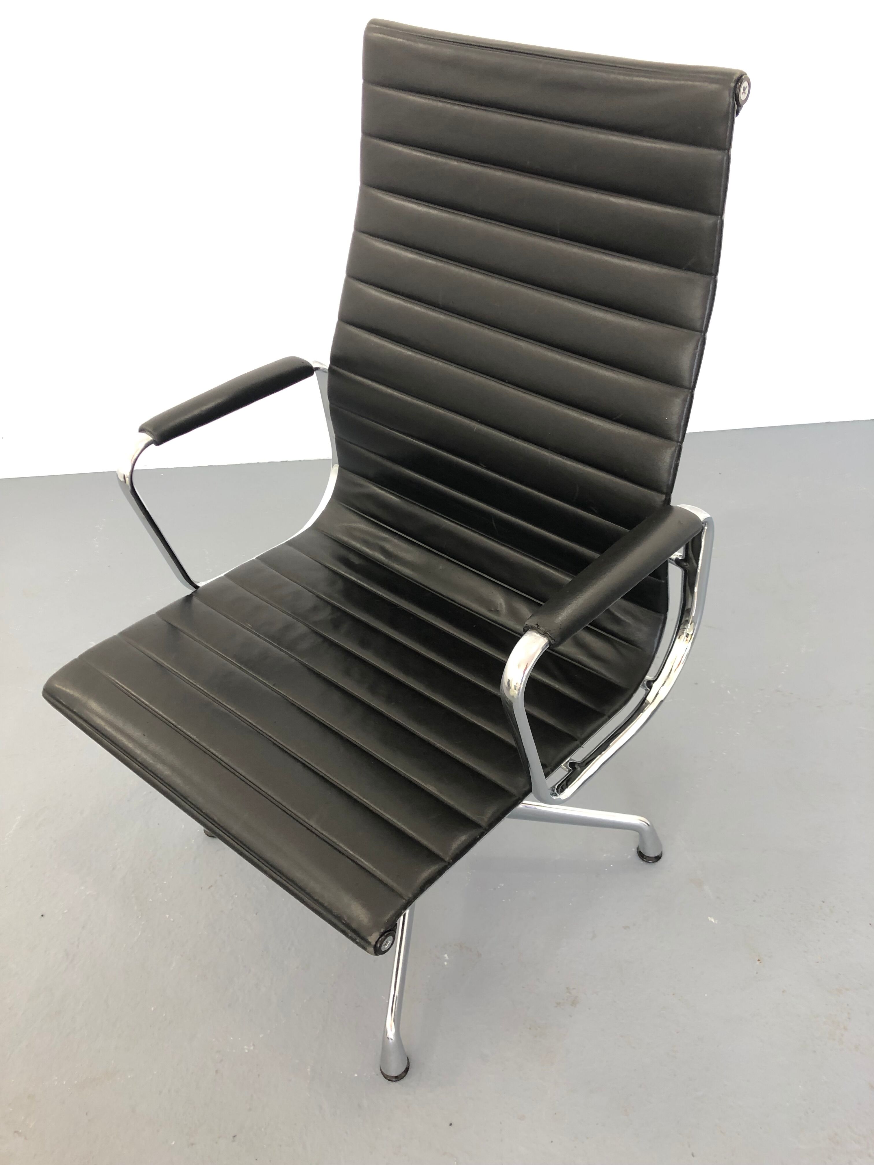 Black leather Ea-109 armchair by Charles Eames for Vitra
