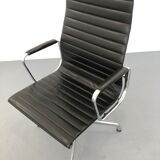 Black leather Ea-109 armchair by Charles Eames for Vitra