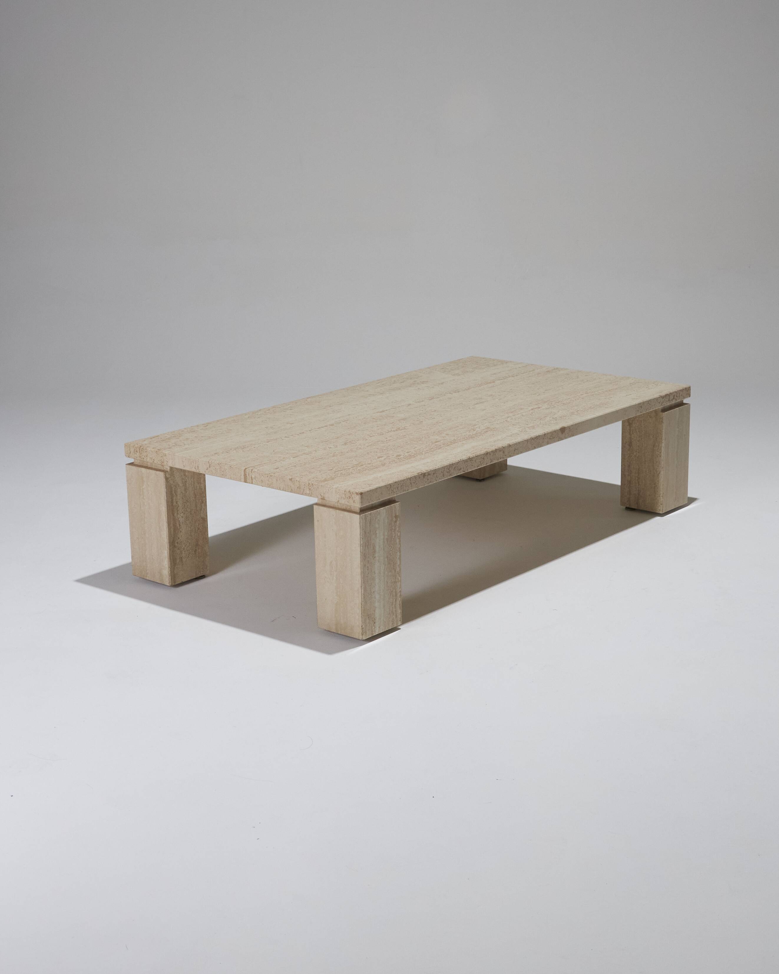 Rectangular travertine coffee table, 1970s