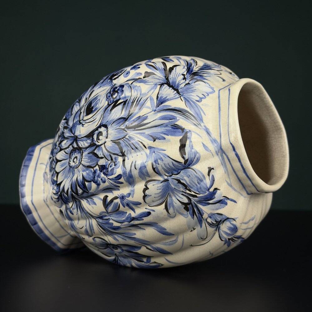 Vintage blue ceramic vase from Bassano, Italy, 1970s.