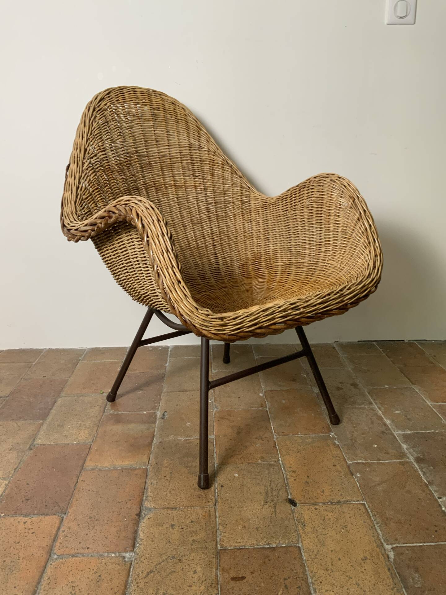Mid-century wicker armchair