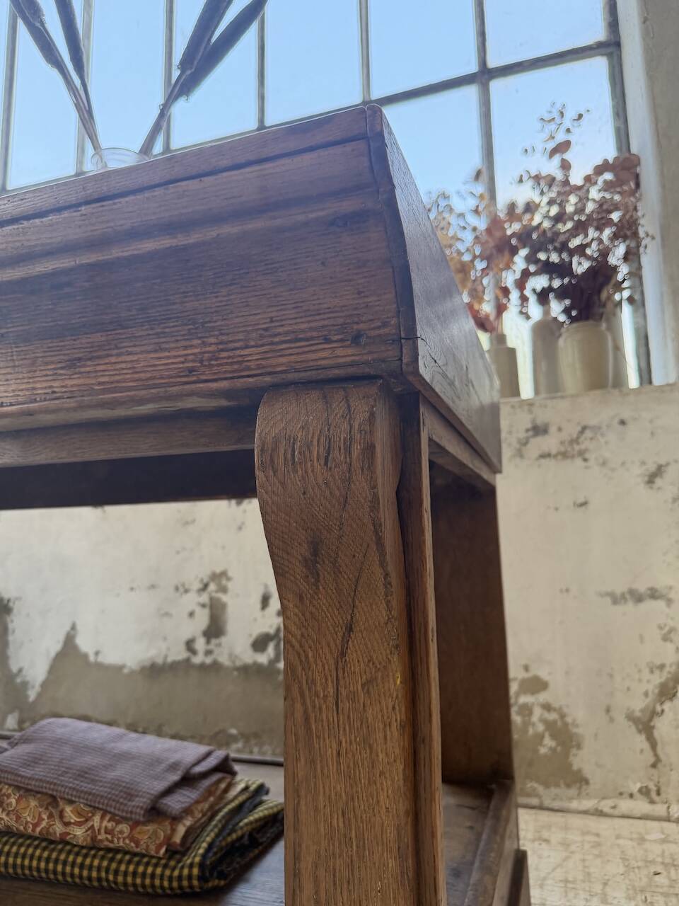 Table de gantier drapière 1900 chêne massif 330cm XL