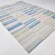 8x12 Light Blue & Off White Large Kilim Rug, 260x361Cm