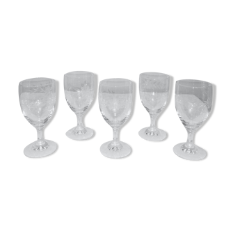 5 verres à vin 12cl en cristal