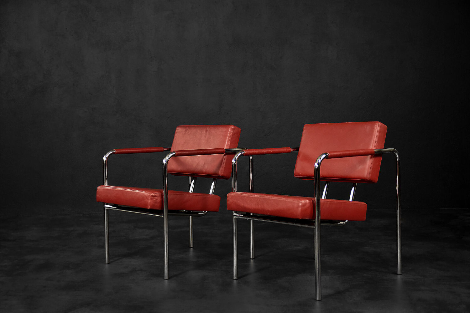 Scandinavian Bauhaus chrome armchairs