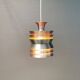 Danish/Swedish hanging lamp, in silver-coloured aluminium with orange interior paint.