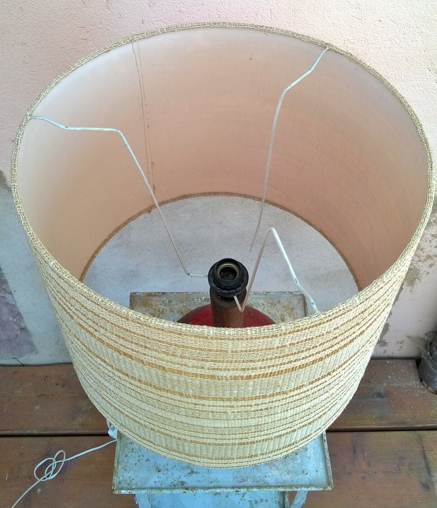 Ceramic lamp and teak by Krosselbach 1970