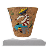 Glazed ceramic cache-pot with Mexican decoration – Art Deco – 20th century