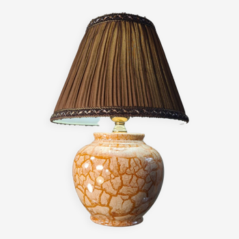 Crackle style ceramic lamp cream and varnished ocher 37x26