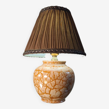 Lampe céramique style craquelé creme et ocre vernissé 37x26