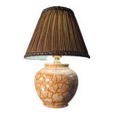 Lampe céramique style craquelé creme et ocre vernissé 37x26