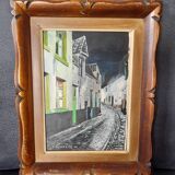 Old wooden frame worked with paint