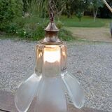 Flower petal glass pendant light, vintage Murano style