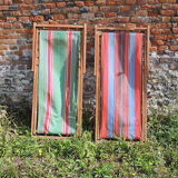2 old bayadère green & red deckchairs
