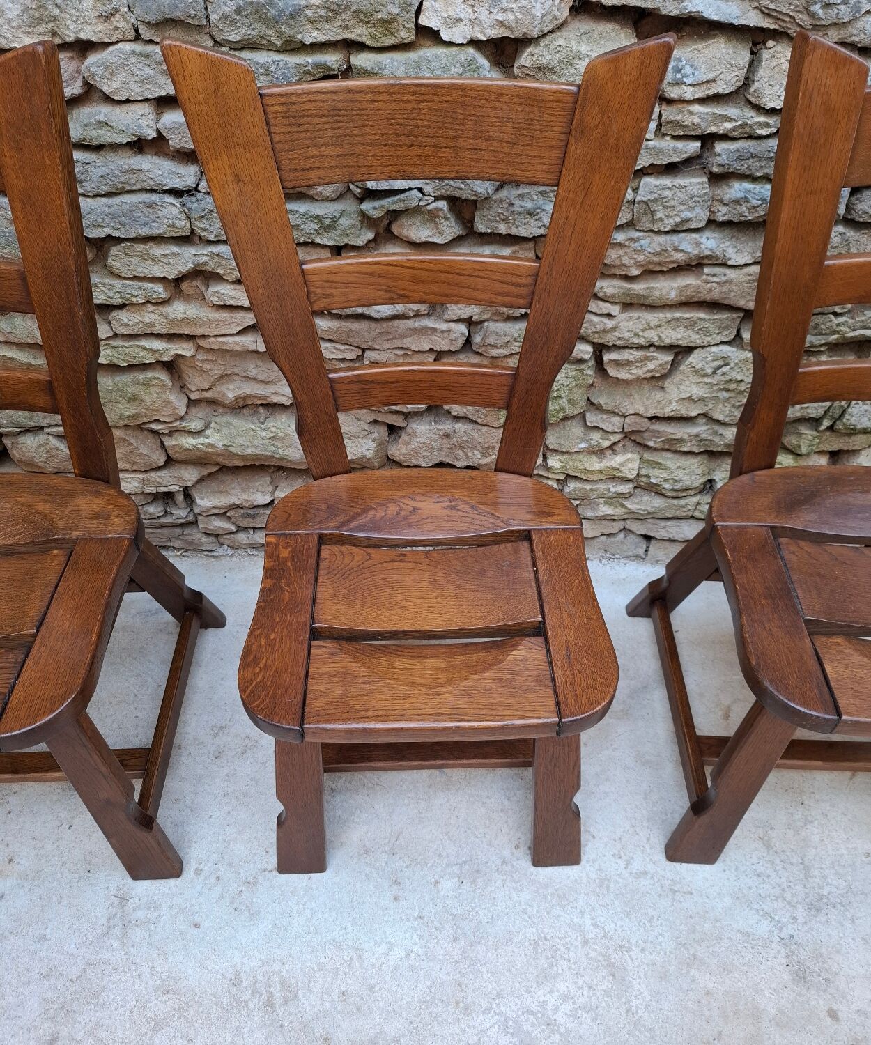 Brutalist oak chairs