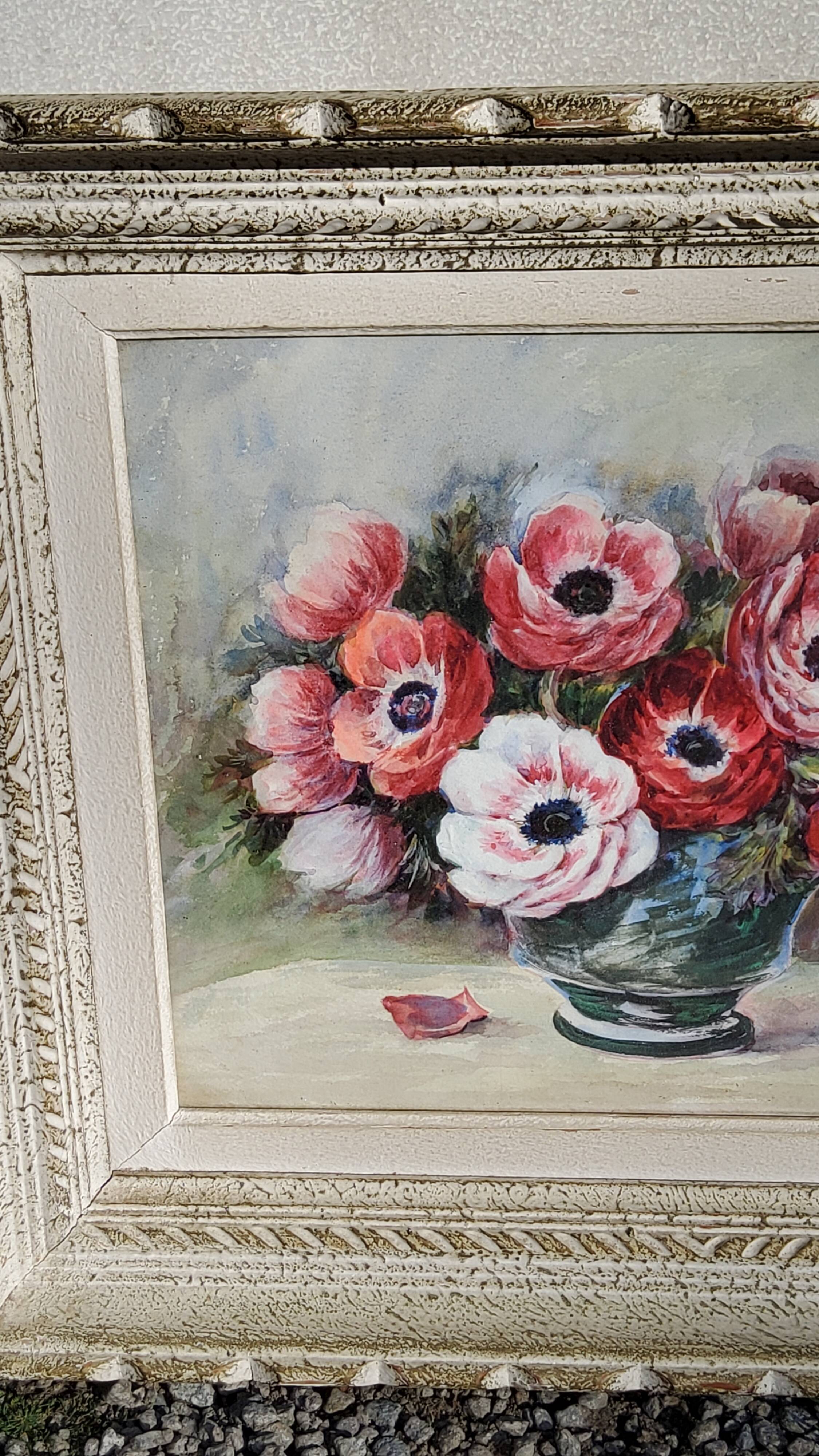 Tableau aquarelle de Madeleine Renaud milieu XXieme siècle