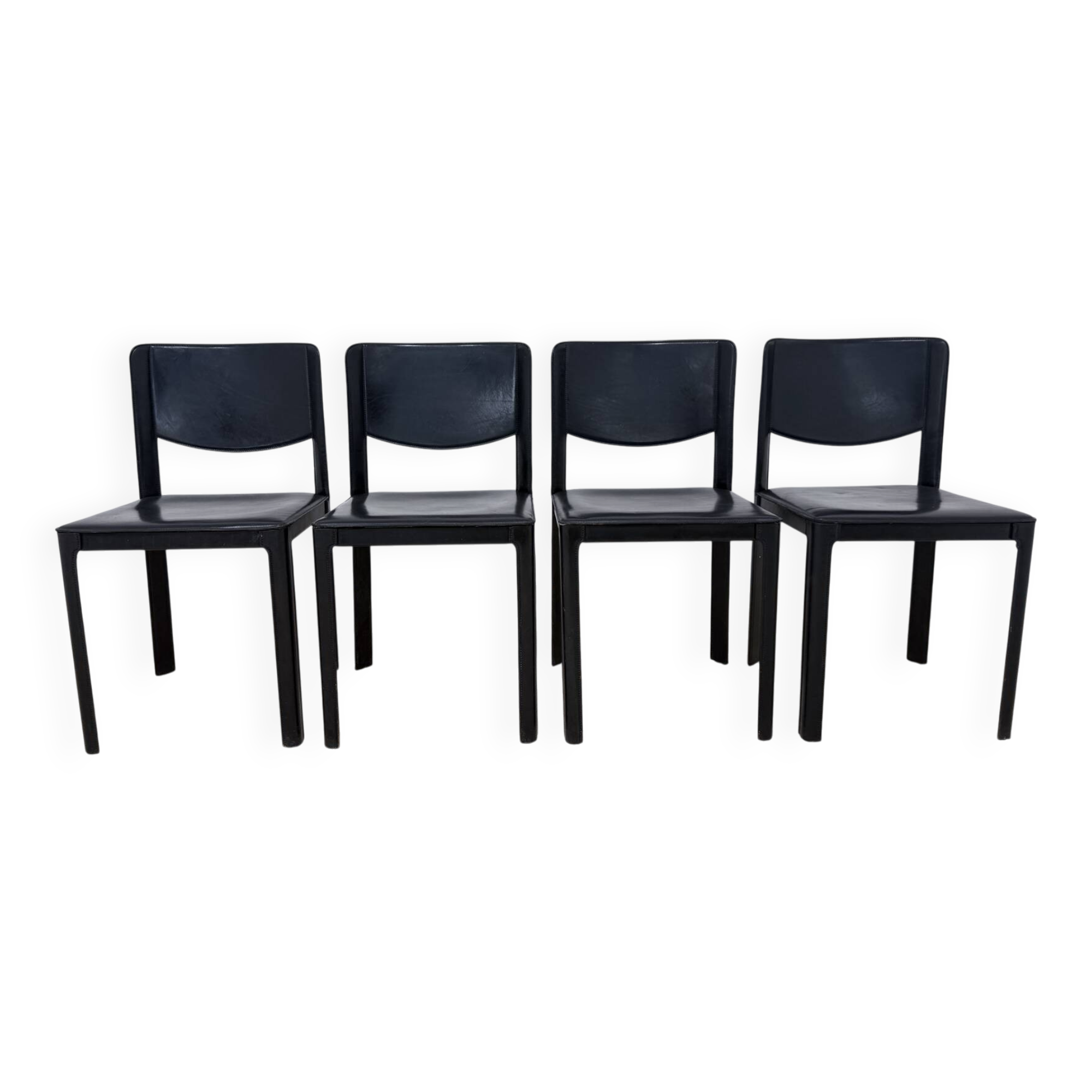 Lot de 4 chaises Matteo Grassi en cuir noir – Design italien