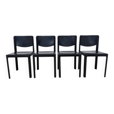 Lot de 4 chaises Matteo Grassi en cuir noir – Design italien