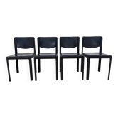 Set of 4 Matteo Grassi chairs in black leather – Italian design