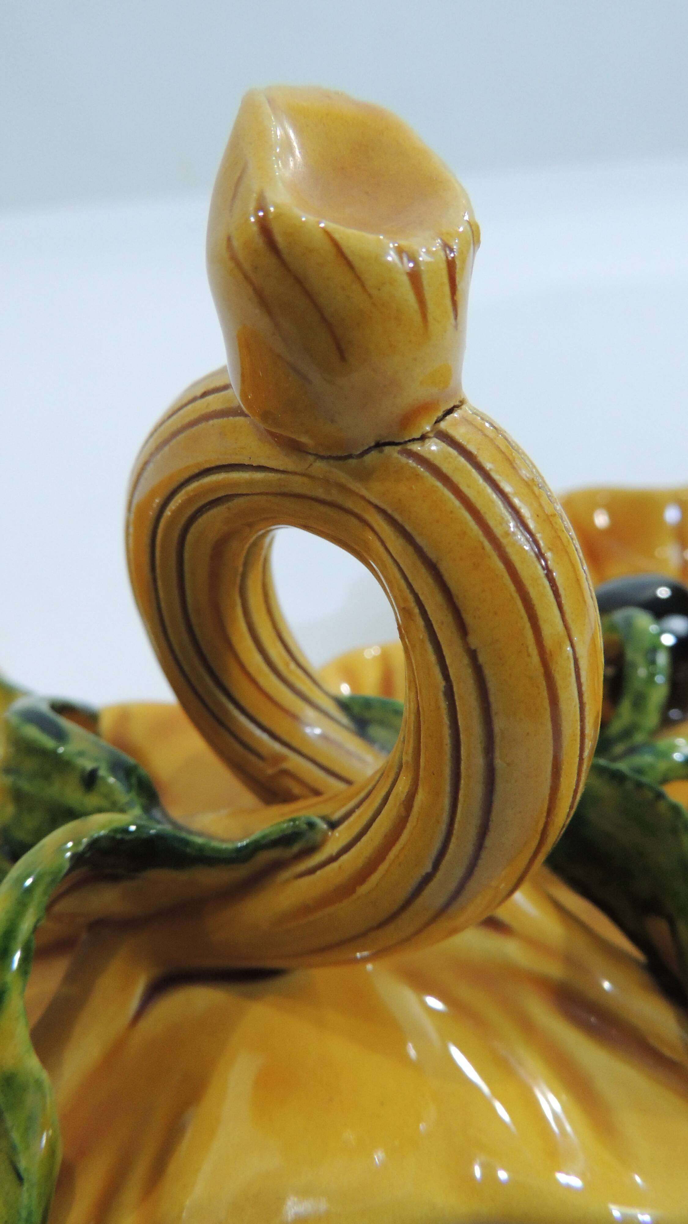 A vintage yellow ceramic aperitif server from Vallauris, 1970s, for black olives.