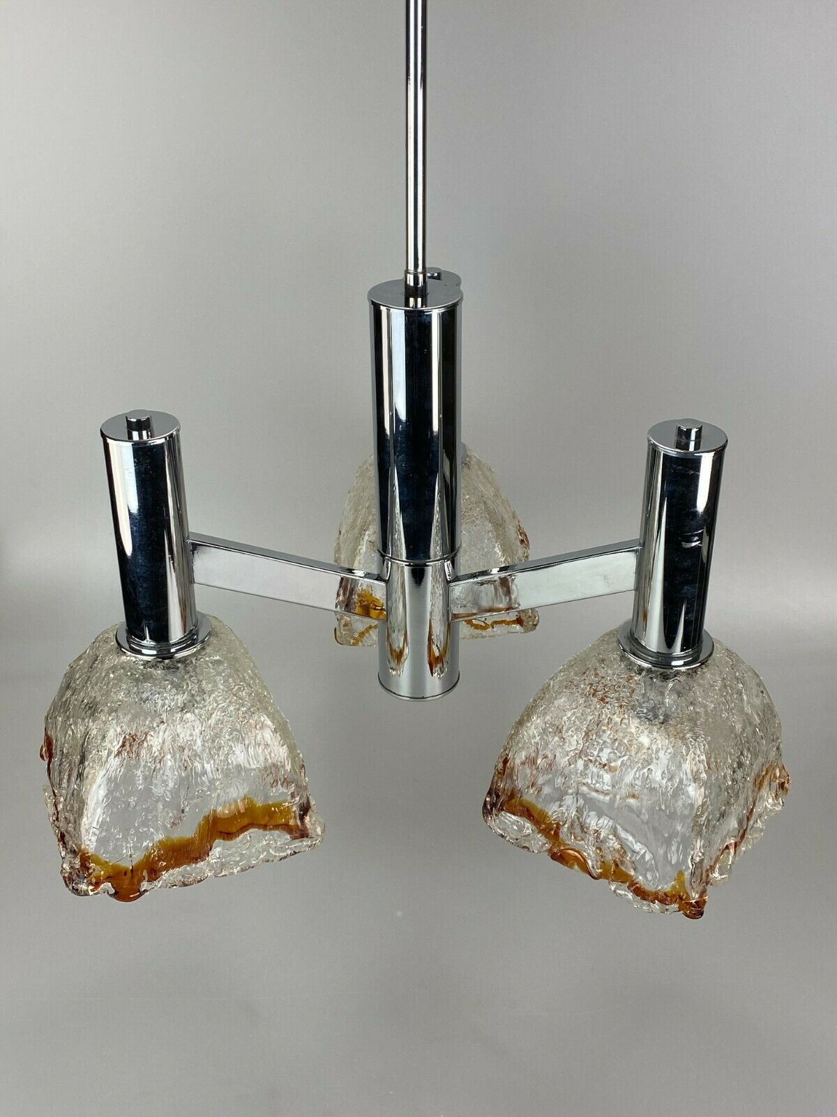 60s 70s Lamp Chrome Chandelier Chandelier Mazzega Murano Glass Design