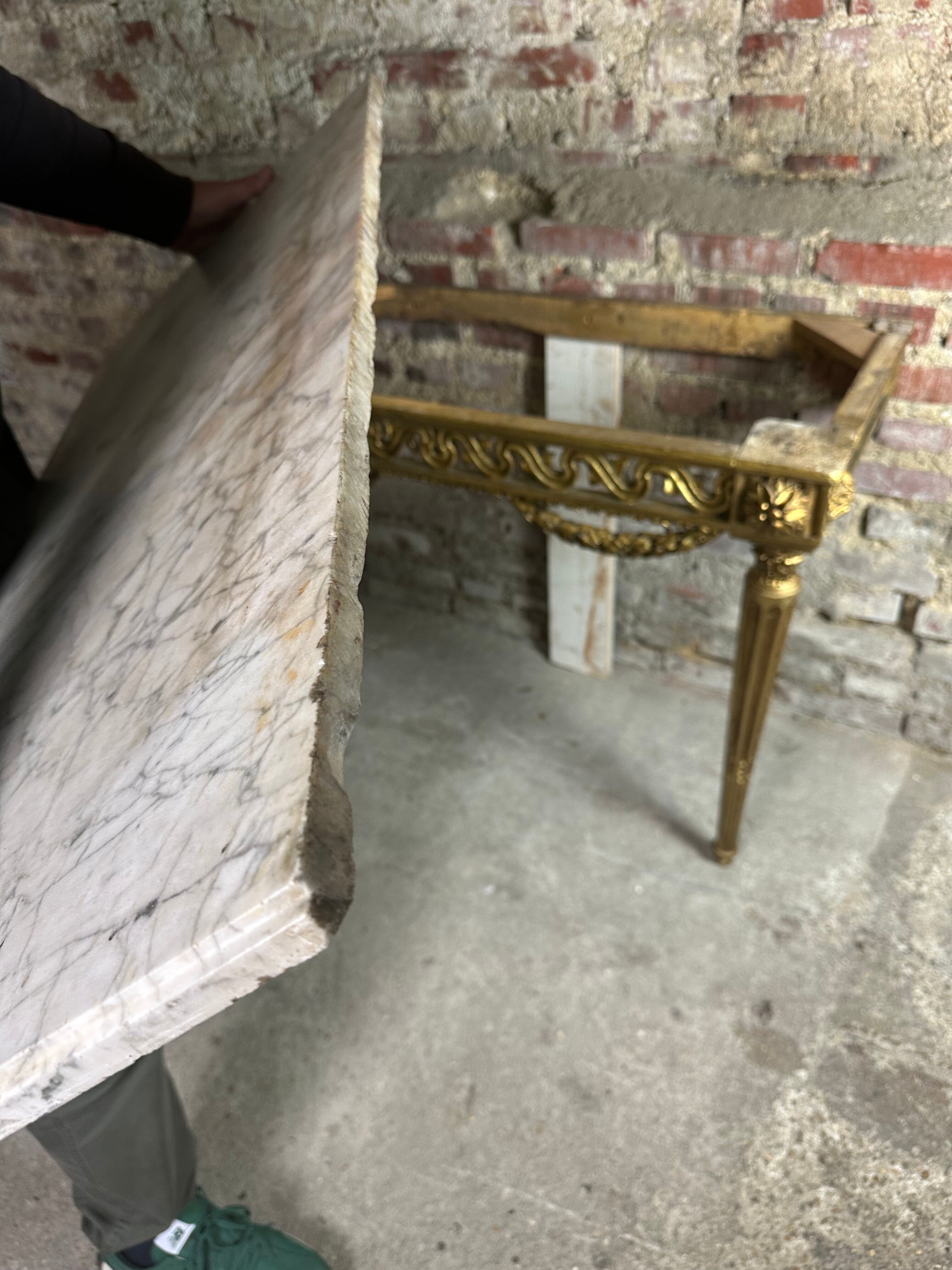 Louis XVI style console in carved wood eighteenth