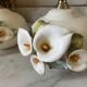 Pair of bedside lamps, vintage floral ceramic by Nazareno Picciotti, Deruta Italie