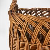 Old woven wicker shopping cart