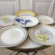 Lot de 6 assiettes plates dépareillées Digoin Sarreguemines et Gien années 30-40