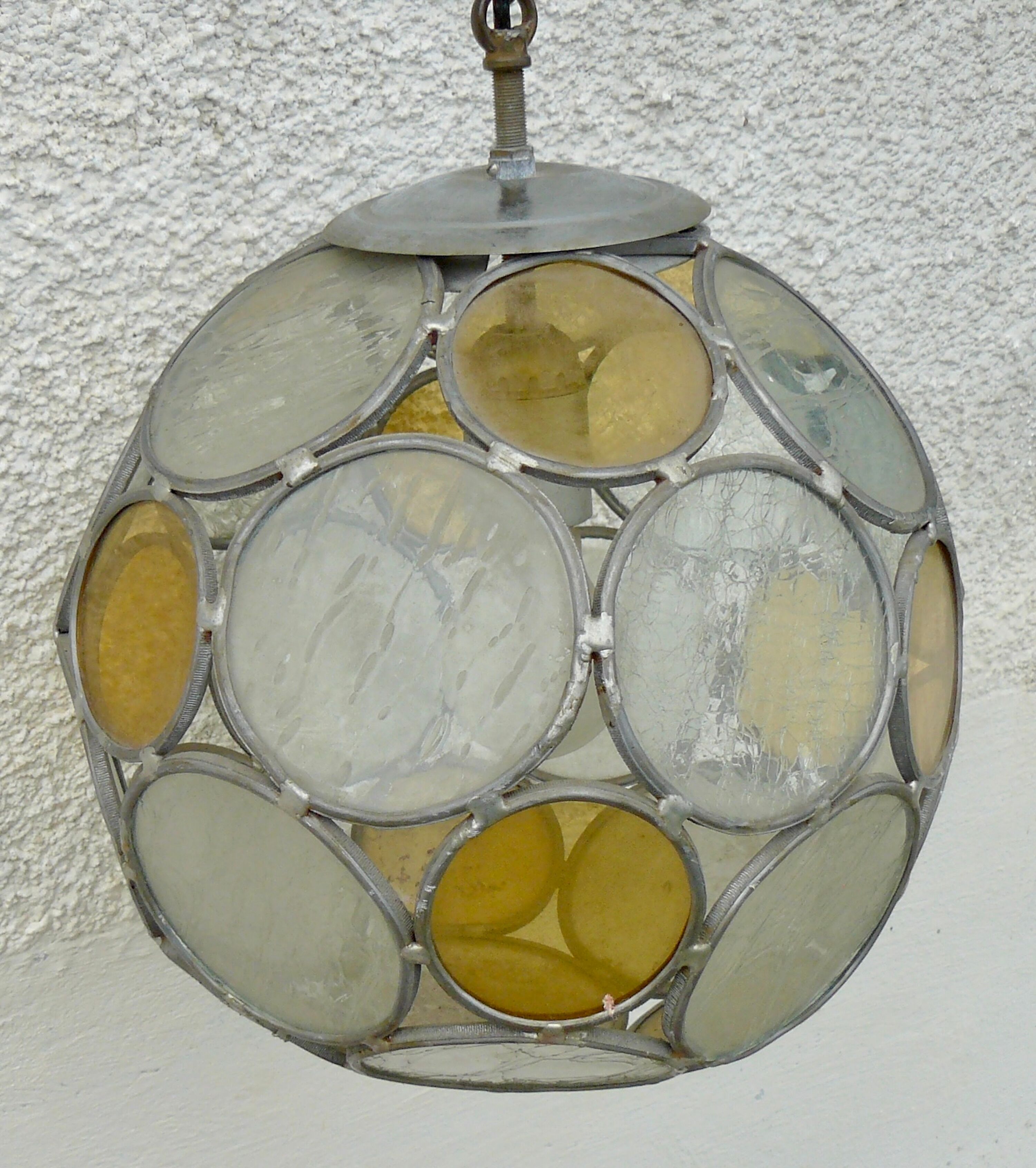 Suspension globe vitrail vintage 1970-80