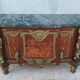 Louis XVI style commode in beech, bronze and marble.