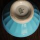 Vintage Digoin Sarreguemines blue ribbed earthenware bowl on foot