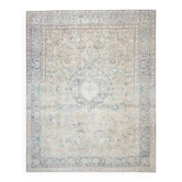 1970s Vintage Persian Handmade Wool Cotton Blue Area Rug 298x384