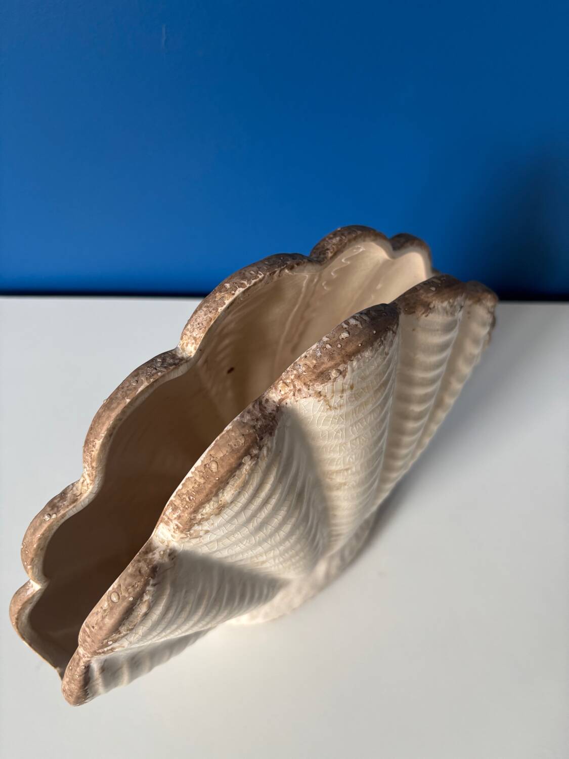 Vintage earthenware shell vase, Denmark