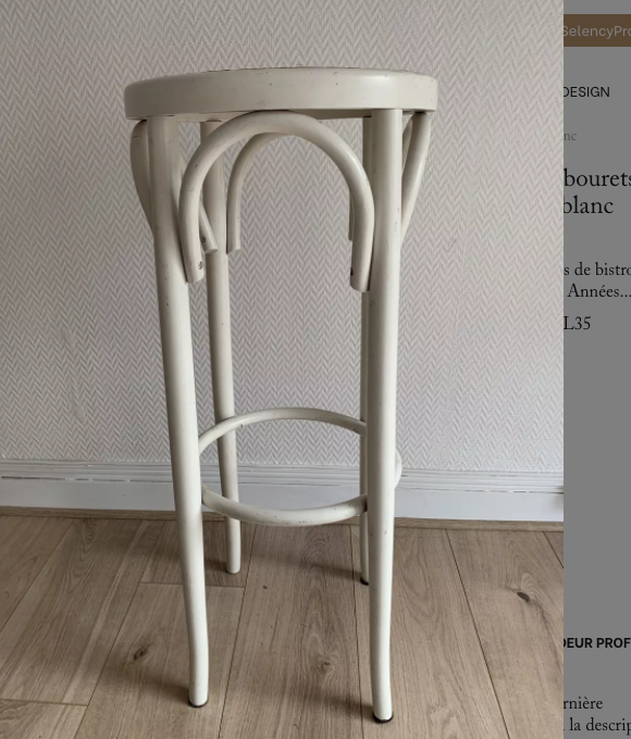 Vintage bistro stool canned white