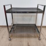 Dessert bar in chromed metal and smoked glass circa 1960